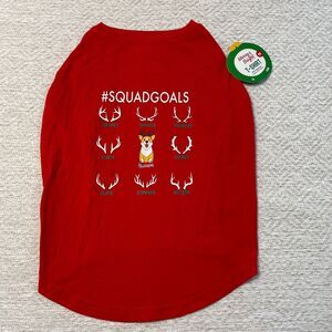 Merry & Bright Dog M #Squadgoals Rudolph Reindeer T-Shirt NWT